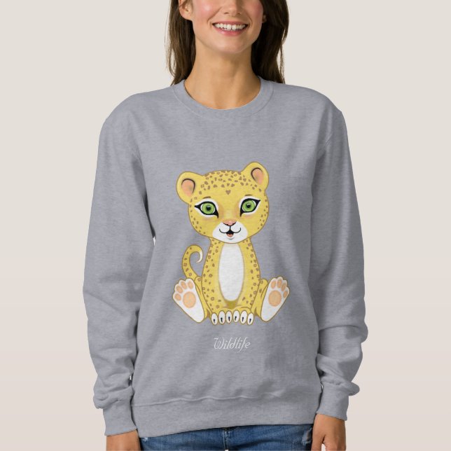 Wild Young Leopard Animal Cartoon Sweatshirt (Front)
