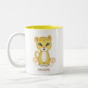 Wild Young Leopard Animal Cartoon Two-Tone Coffee Mug