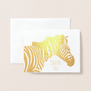 Wild Zebra Modern Animal Photo Art Thank You Foil Card