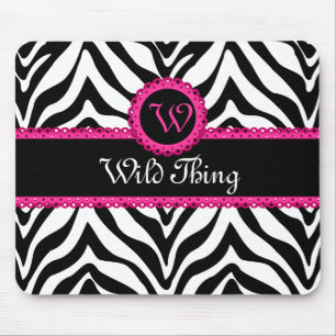 Wild Zebra Pattern and Lace Personalised Mouse Pad