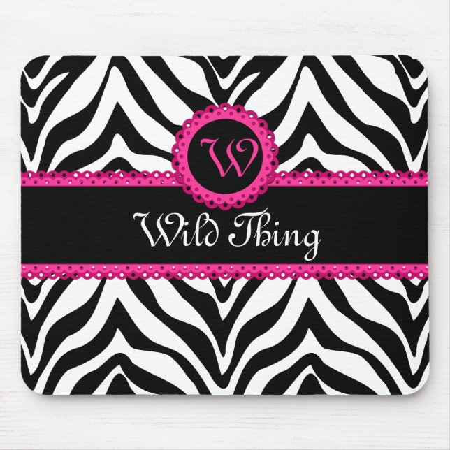 Wild Zebra Pattern and Lace Personalised Mouse Pad (Front)