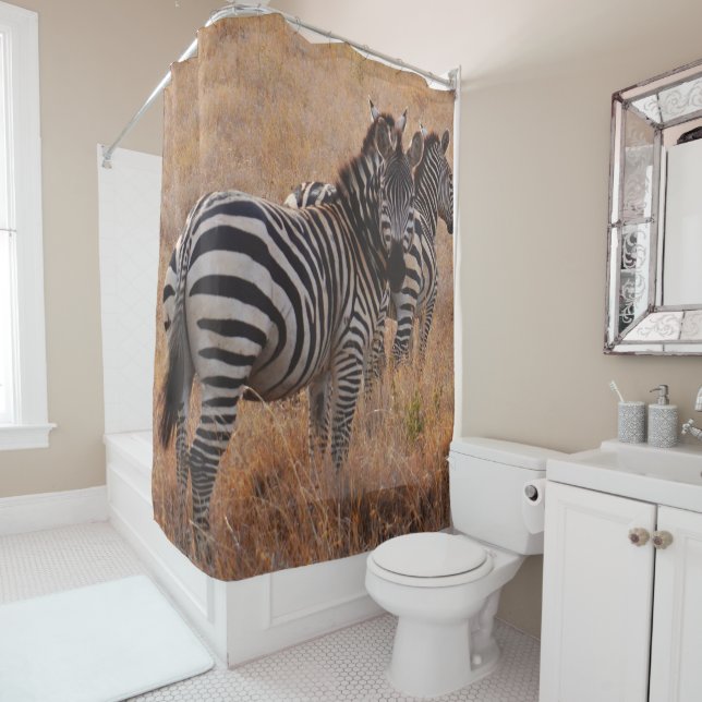 Wild Zebras Shower Curtain (In Situ)