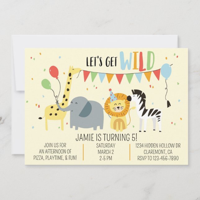 Wild Zoo Party Animals Birthday Invitation (Front)