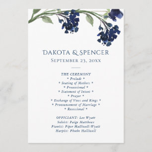 Wildbloom Classic Blue Bohemian Garden Ceremony Programme
