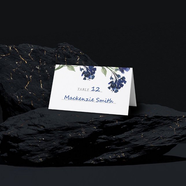 Wildbloom | Classic Blue Bohemian Garden Flowers Place Card (Creator Uploaded)