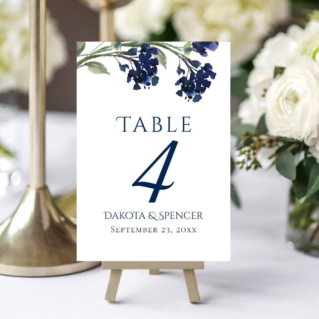 Wildbloom | Classic Blue Bohemian Garden Flowers Table Number (Creator Uploaded)