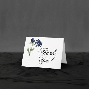 Wildbloom   Classic Blue Bohemian Garden Flowers Thank You Card