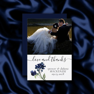 Wildbloom Classic Blue Bohemian Photo Love and Thank You Card