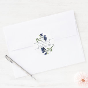Wildbloom   Classic Blue Bohemian Return Address Classic Round Sticker