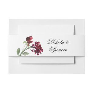 Wildbloom   Crimson Red Bohemian Floral Invitation Belly Band