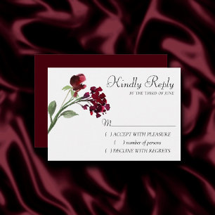 Wildbloom   Crimson Red Bohemian Floral RSVP Card