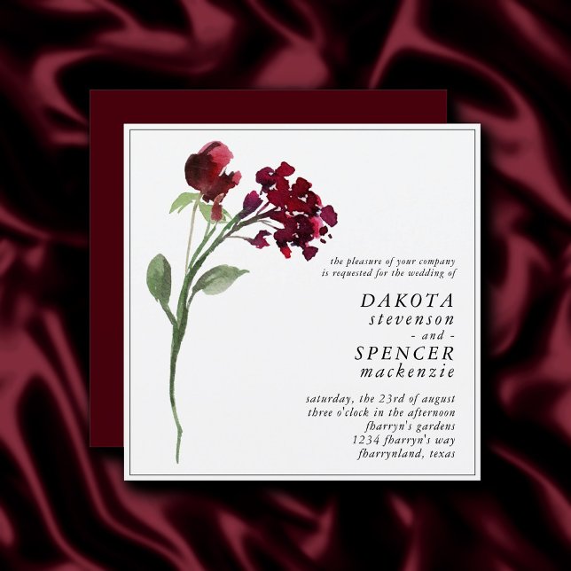 Wildbloom | Crimson Red Bohemian Flower Wedding Invitation (Creator Uploaded)