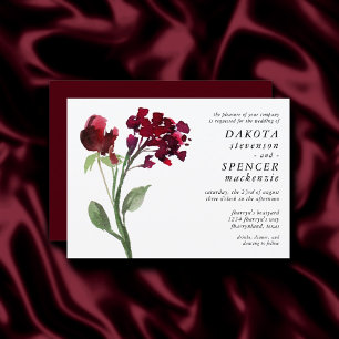 Wildbloom   Crimson Red Bohemian Flowers Wedding Invitation