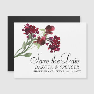 Wildbloom   Crimson Red Bohemian Save the Date Magnetic Invitation