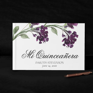 Wildbloom Deep Purple Bohemian Flowers Event Guest Book