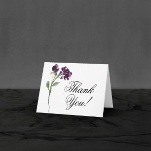 Wildbloom   Deep Purple Bohemian Flowers Wedding Thank You Card