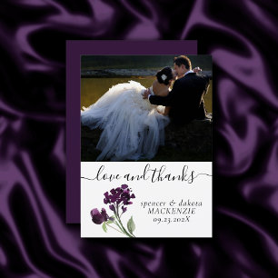 Wildbloom Deep Purple Bohemian Photo Love and Thank You Card