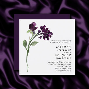 Wildbloom   Deep Purple Bohemian Wild Flower Invitation