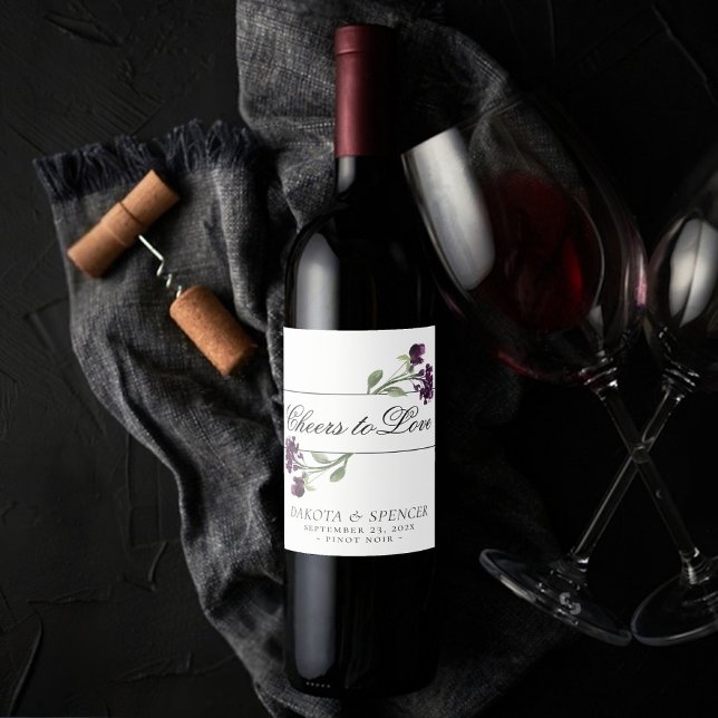 Wildbloom | Navy Blue Bohemian Cheers to Love Wine Label (Creator Uploaded)