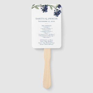 Wildbloom   Navy Blue Bohemian Flowers Program Hand Fan