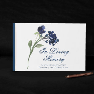 Wildbloom   Navy Blue In Loving Memory Funeral Guest Book