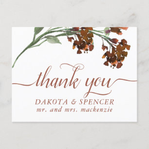 Wildbloom   Terracotta Orange Bohemian Thank You Announcement Postcard