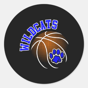 Wildcats Basball School Spirit Blue Wildcat Classic Round Sticker