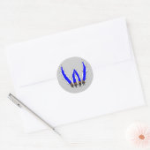 Wildcats Claw Ripping Through Design - Blue Classic Round Sticker (Envelope)