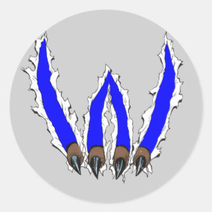 Wildcats Claw Ripping Through Design - Blue Classic Round Sticker