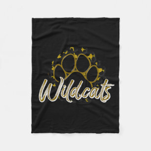 Wildcats Gold Black Cheetah School Sports Fan Team Fleece Blanket