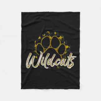 Wildcats Gold Black Cheetah School Sports Fan Team Fleece Blanket