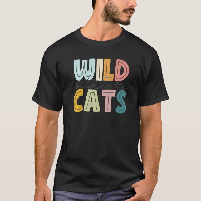 Wildcats Mascot School Spirit Sports Cheer Fan Tea T-Shirt (Front)