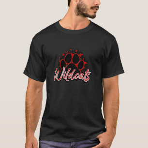 Wildcats Red Black Cheetah School Sports Fan Team T-Shirt