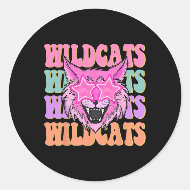 Wildcats School Mascot  Classic Round Sticker (Front)