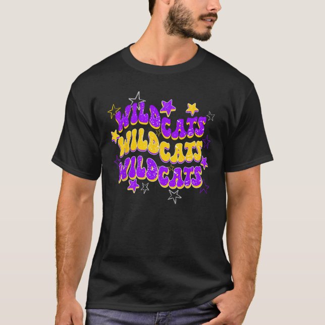 Wildcats Wildcat School Spirit Spirit Wear Purple  T-Shirt (Front)