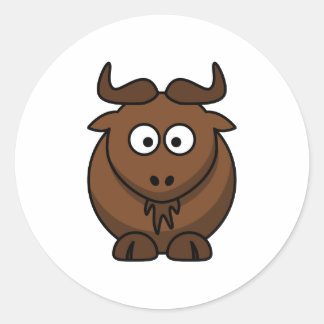 Wildebeast Cartoon Classic Round Sticker