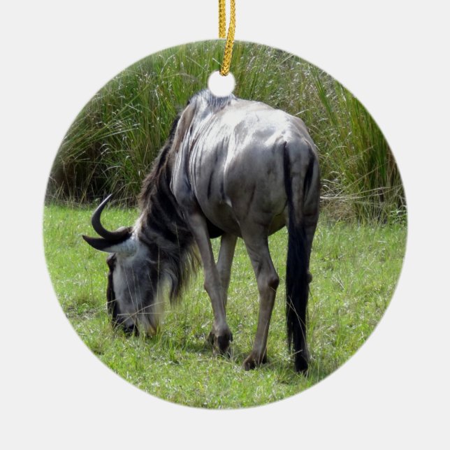 Wildebeest Backside Ceramic Tree Decoration (Front)