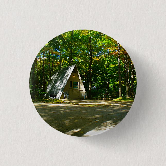 Wilderness A-Frame Camping at Campground 3 Cm Round Badge (Front)