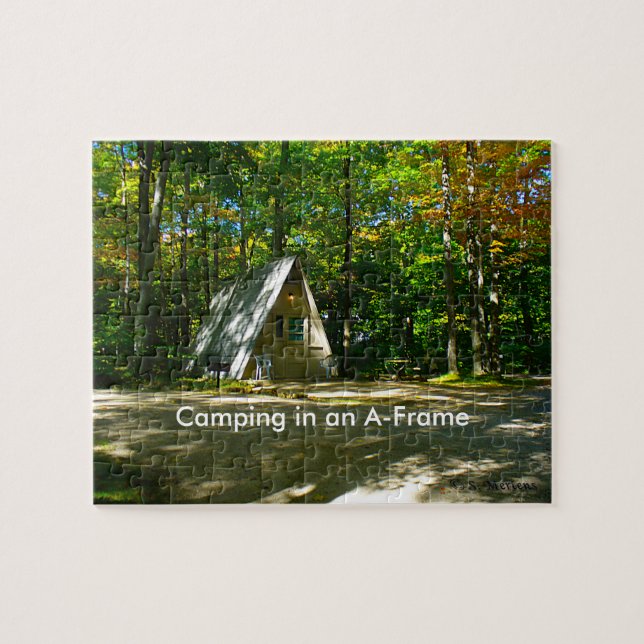 Wilderness A-Frame Camping at Campground Jigsaw Puzzle (Horizontal)