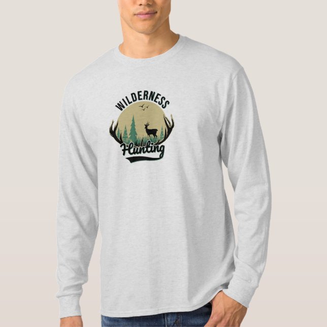 Wilderness Deer Hunting Long Sleeve  T-Shirt (Front)