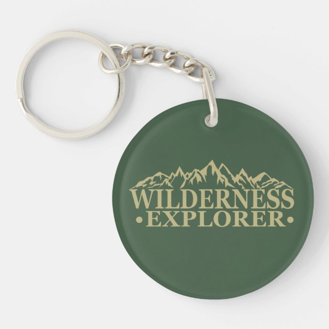 Wilderness explorer outdoor hiking hikers hike key ring (Front)