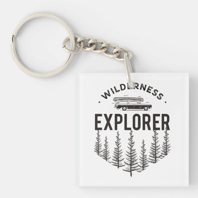 Wilderness Explorer Station Wagon Canoe Trees Key Ring (Front)