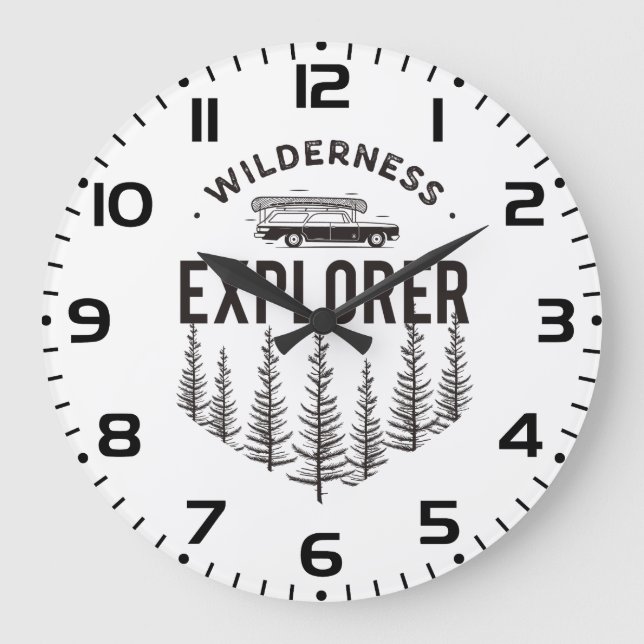 Wilderness Explorer Station Wagon Canoe Trees Large Clock (Front)