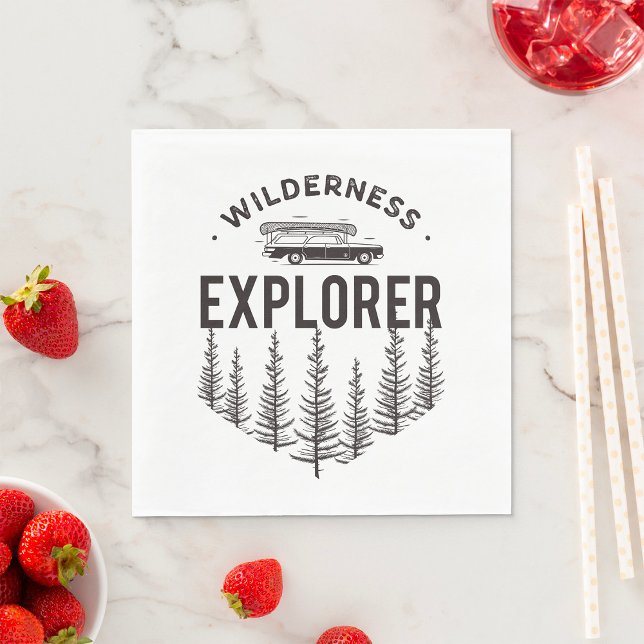 Wilderness Explorer Station Wagon Canoe Trees Napkin (Creator Uploaded)
