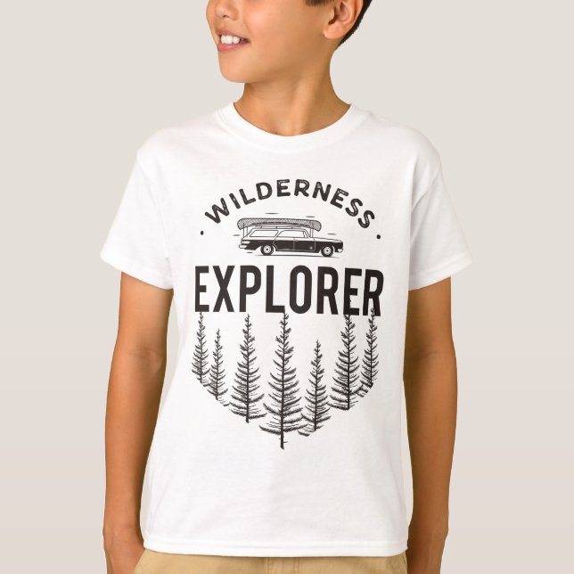 Wilderness Explorer Station Wagon Canoe Trees T-Shirt (Front)
