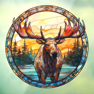 Wilderness Forest Moose Faux Stained Glass