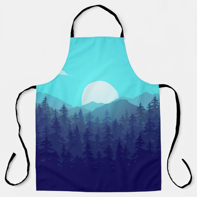 Wilderness Forest Sunrise Vintage Illustration Apron (Front)