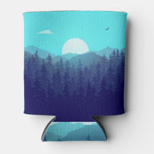 Wilderness Forest Sunrise Vintage Illustration Can Cooler