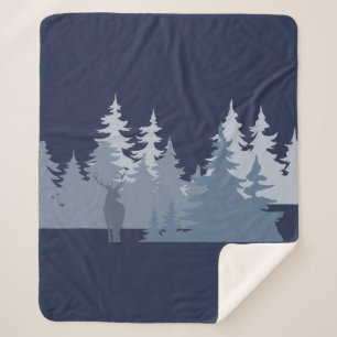 Wilderness Forest Trees Stag Sherpa Blanket