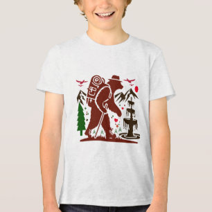 Wilderness Hiking Bear Explorer Art Print Tri-Blend Shirt